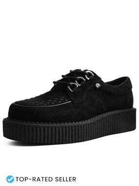 Faux Suede Creeper Sneakers Lace Up Chunky Platform Shoes